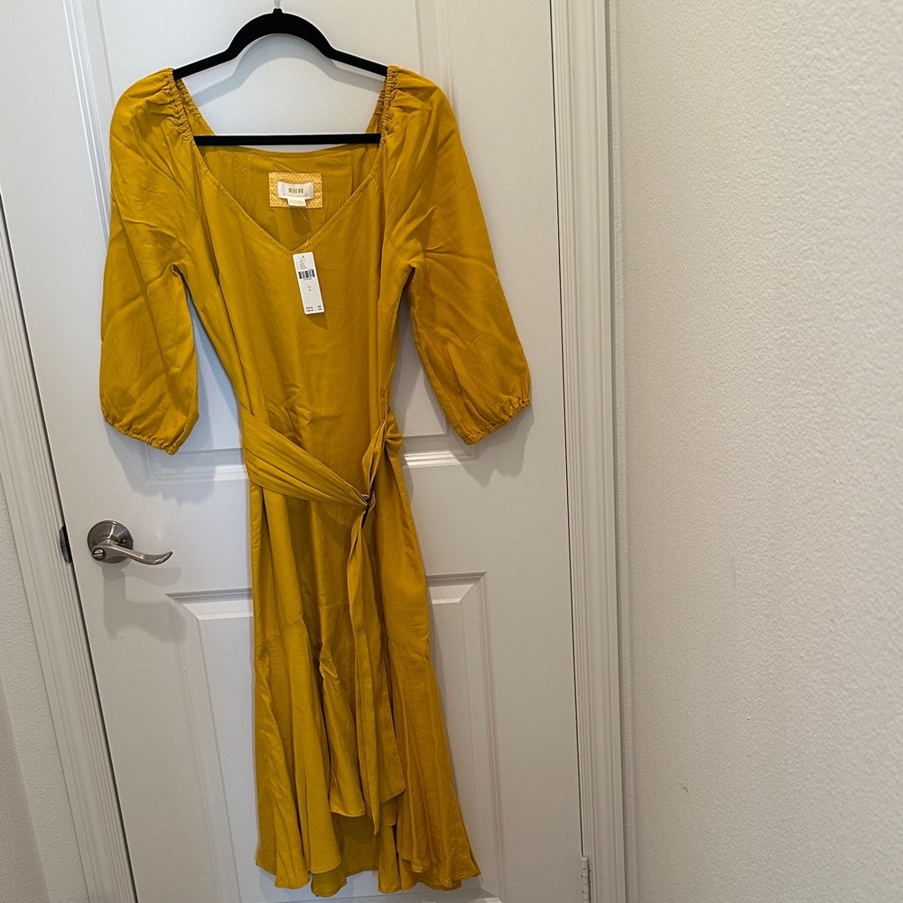Anthropologie Yellow Midi Dress